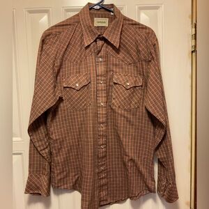 Vintage Pearl Snap Long Sleeve Plaid Button Up Large